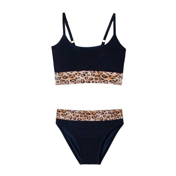 NWT PQ PIlyq 14 Leo Belted Animal print Girls Bikini 118593